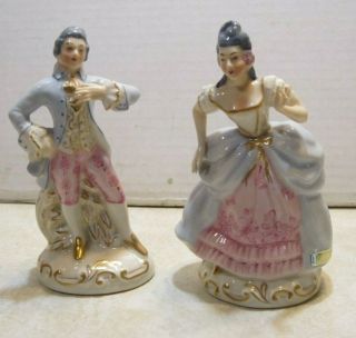2 Vintage 1944 Jabeson 7 " Victorian Couple Woman Lady & Man Figurines Ss11