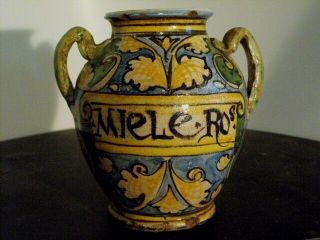Italian Majolica Parmacy Jar,  " Orciolo " 17th.  Century