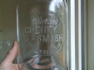FOWLER ' S CHERRY SMASH RARE 1915 ERA GALLON GLASS SYRUP JUG FOR SODA FOUNTAIN 2