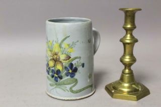 A Very Rare 18th C Delft Tin Glaze Tavern Tankard With Great Floral Decoration