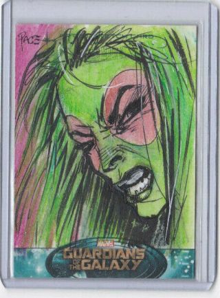 Ud Marvel Guardians Of The Galaxy Artist Sketch Card Gamora By Richard Pace