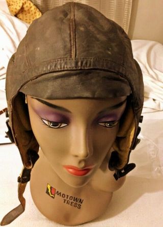 Ww2 A - 11 3189 Leather Flight Helmet Size Lg With Anb - H - 1 Receivers Selby Shoe