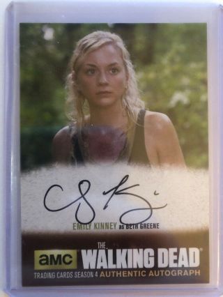 Emily Kinney As Beth Greene The Walking Dead Season 4 Part 1 Auto Autograph Ek1