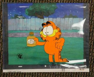 Garfield Odie Production Cel Opc Uf Signed Jim Davis Plant Gro Can