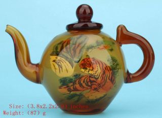 Unique Chinese Coloured Glaze Teapot Painted With Tiger Decoration Gift