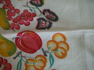 Vintage Tablecloth 37 x 32 Fruit Pear Cherry Grapes Apples Very Good 2