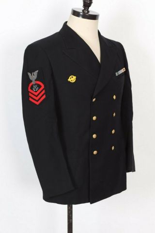 Vintage Wwii Us Navy Usn Seabees Dress Uniform Coat Jacket Usa Mens Size 40 R
