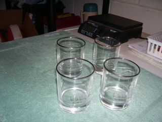 4 Knob Creek Silver Rimmed Round Heavy Base Low Ball Glasses,