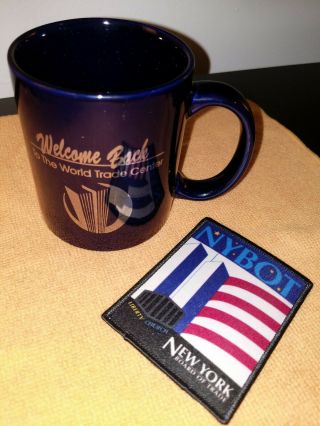 Vintage " Welcome Back To The World Trade Center " Mug,  Nybot Wtc Jacket Patch Nm