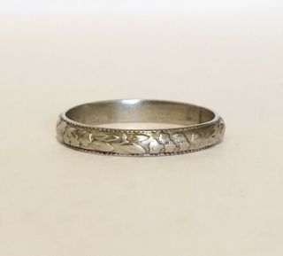Antique Art Deco Ladies Platinum - Wedding Band Ring - Circa 1920 / 2.  6 Grams