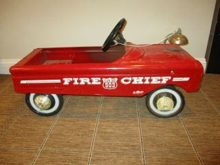 Vintage Amf Car No.  503 Fire Chief Pedal Car Red Fire Engine W/bell 1960s