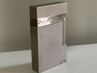 S.  T.  Dupont Cigarette Lighter - Vintage Quadratic Pattern Silver - France St