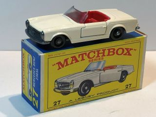 Matchbox Lesney Rw No.  27d Mercedes Benz 230sl Off White Made In England