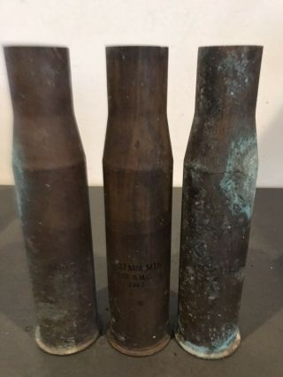 3 Ww2 Us Army 37 Mm M16 Anti Tank Shell Casing Marked 1943 Trench Art