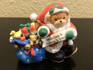 Enesco Lucy And Me Christmas Bear Santa Claus Is Coming To Town 1992