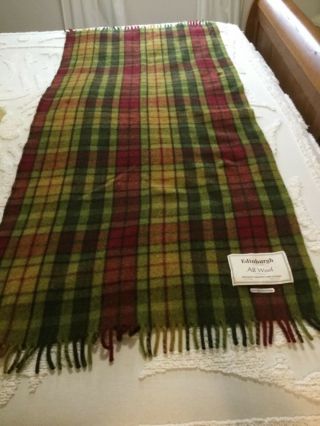 Edinburgh “autumn Buchanan” Green Plaid Wool Lap Blanket