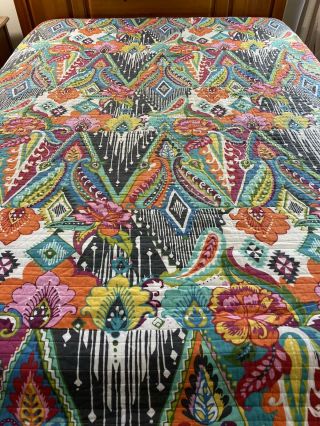 8 Vibrant Colorful Vintage Inspired Paisley & Floral Quilt King Size 105 " X 92 "