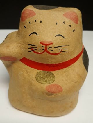 Vintage Paper Mache Asian Artist W.  N.  Whimiscal Cat W/spots