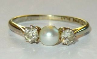 Art Deco Pearl And 0.  30 Brilliant Cut Diamond Ring 1930 18ct And Platinum
