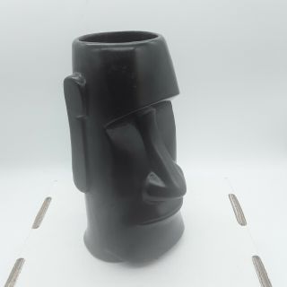 Vintage Black Omc Otagiri Japan Easter Island Moai Head Tiki Mug Vase 7.  25 "