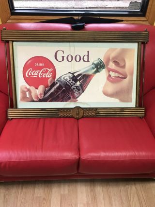 Vintage Coca Cola Cardboard Sign 1957 Framed