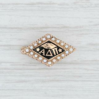 Alpha Delta Pi Badge 10k Gold Pearls Sorority Pin Greek Society Vintage Balfour