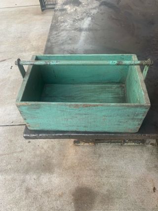 Vintage Primitive Wood Caddy Carrier Tote Shop Carpenter Farm Tool Box