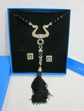 Heidi Daus " Avant - Garde Elegance " Tassel Necklace With Earrings Set