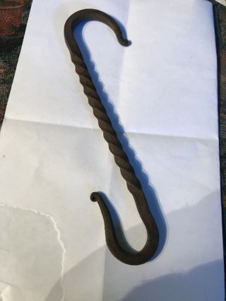 Revolutionary War 18th Century Hand Forged Iron Hearth Fireplace S Hook 7 Inch