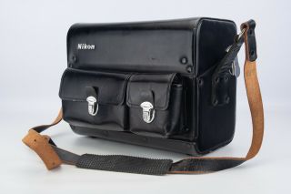 Vintage Nikon F Fb5 Hard Leather Compartment Camera Case Bag With Strap V13