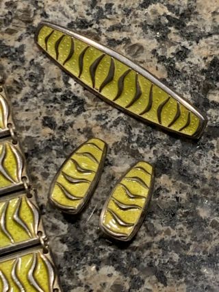 David Andersen Sterling Silver Enamel Bracelet Pin Earrings 74 Grams 2