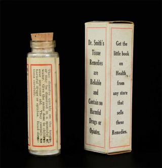 RARE antique Dr Smith ' s EYE TABLETS bottle,  FULL LABEL contents ERIE PA 2