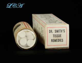 RARE antique Dr Smith ' s EYE TABLETS bottle,  FULL LABEL contents ERIE PA 3