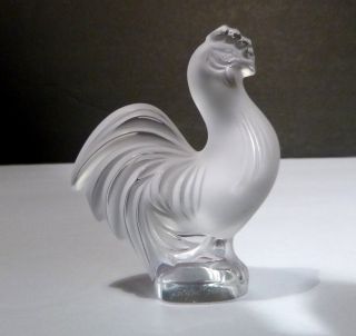 Vintage Lalique Crystal Rooster Figurine Paper Weight Made In France