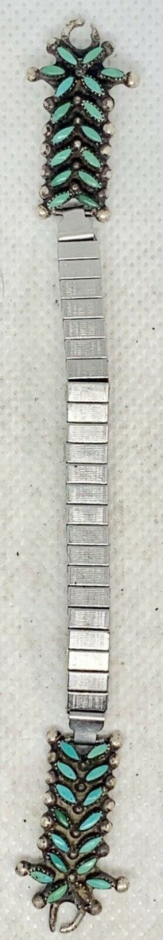 Vintage Assumed Sterling And Tourquoise Native American Style Watch Band.  3 Oz