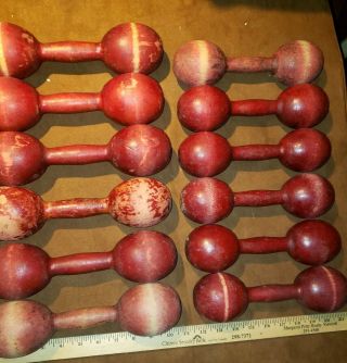6pc 3/4lb 6pc1lb Red Wooden Dumbbell Hand Weights Spalding All