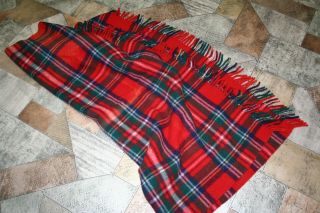 William Ayres & Sons Philadelphia All Virgin Wool Red Plaid Blanket 5a Vintage