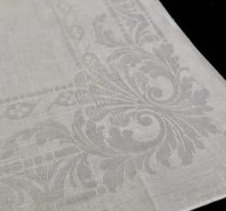 Vintage Shell & Scrolling Set Of 6 White Damask Linen 21x22 " Napkins (rf984)