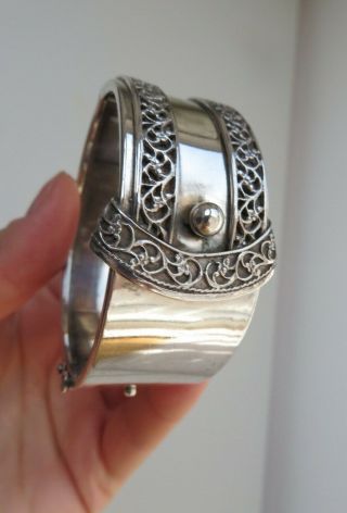 Antique Sterling Silver Buckle Bangle By B&w