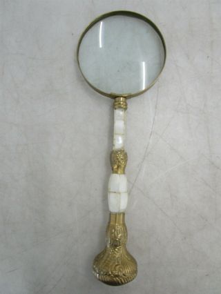 Vintage Magnifying Glass With Mother Of Pearl Inlay