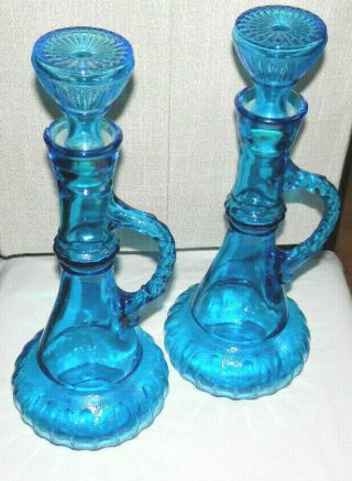 Vintage Glass Liquor Decanter Bottle Turquoise Style Ky - Drb 230 2 Each