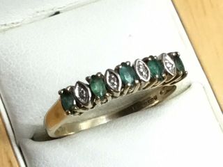 Vintage 9ct Gold,  Diamond And Emerald Ring 1993 - Size S/s.  1/2