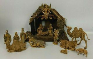 Vintage Roman Fontanini Christmas Nativity Set Stable Manger Scene 1 Spider Mark