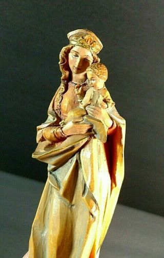 Vintage Anri Italy Hand Carved Madonna Figure Jesus Mary Statue 7 " 1954 - 67