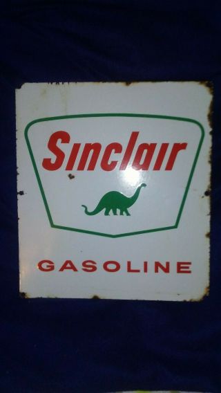 Sinclair Dino Gasoline Porcelain Gas Pump Plate Sign Vintage