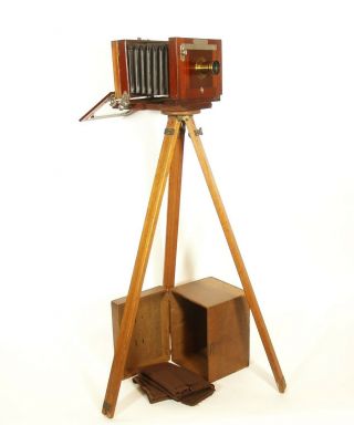 1887 Rochester Optical Antique Plate Camera Outfit w/Cabinet,  Tripod,  Etc 2