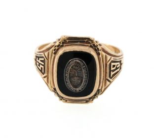 10k Yellow Gold 1945 Forest Hills High School Black Onyx Class Ring Size 6
