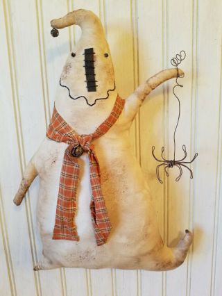 Primitive Grungy Grubby Spider Wrangling Ghost Halloween Doll & His Rusty Spider