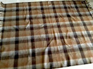 Vintage Pendleton Wool Plaid Blanket,  Throw,  Pure Virgin Wool,  Usa,  Brown