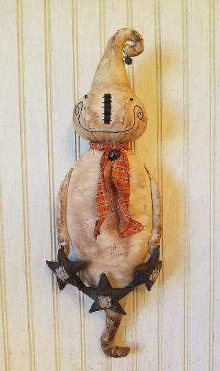 Primitive Grungy Grubby Ghost Halloween Doll & His Boo Stars Garland